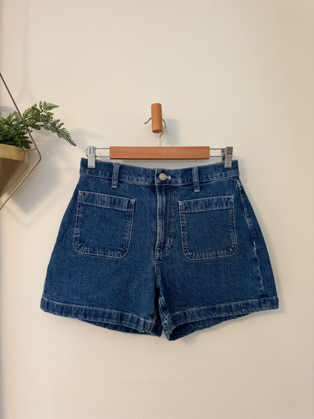 Madewell Dark Blue High-Waist Denim Shorts